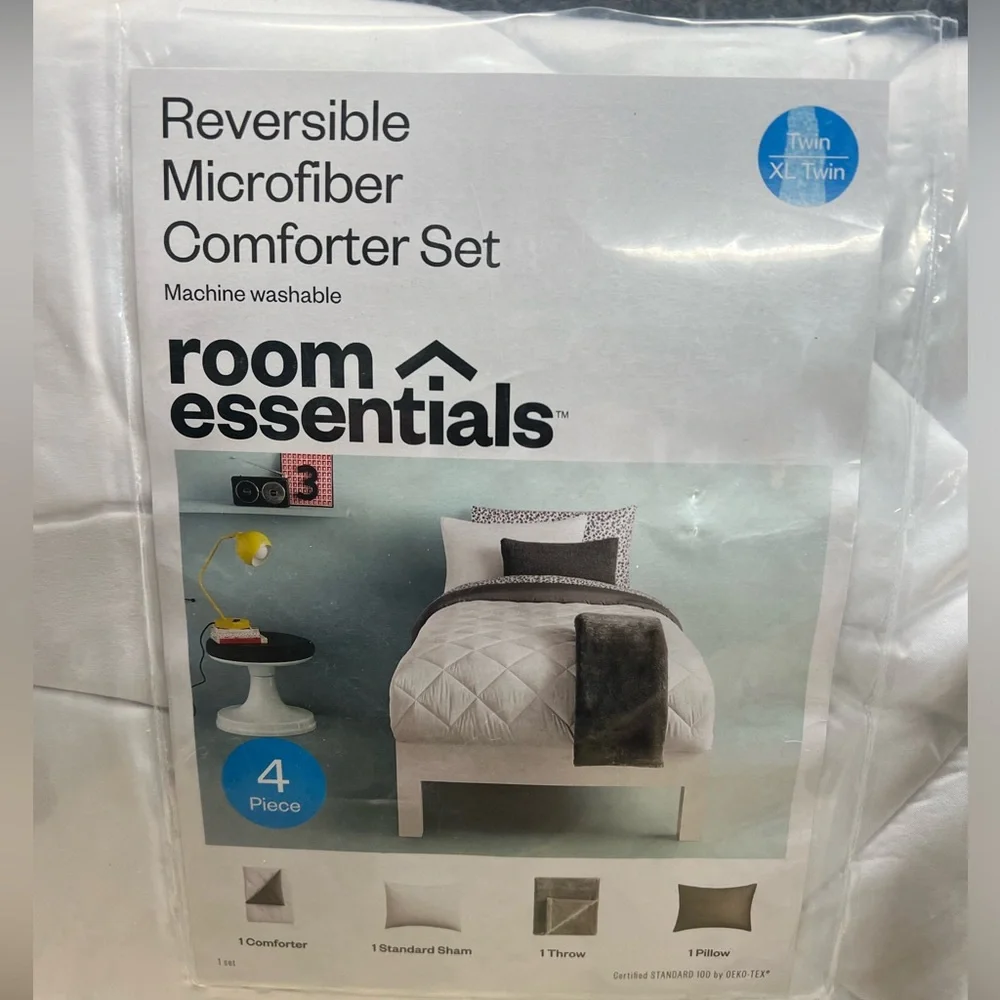 Reversible, comforter, sham, throw, pillow, black out curtains,